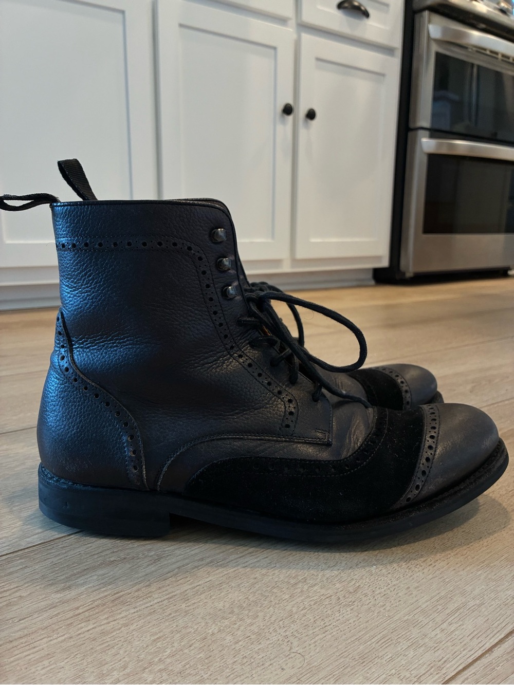 Taft Men’s Anderson Black Leather Suede Brogue Lace Up Boot Size 43/10 US